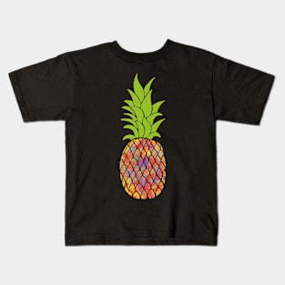 Pineapple Art In Colorful Rainbow Colors - A Beach Fruit Kids T-Shirt